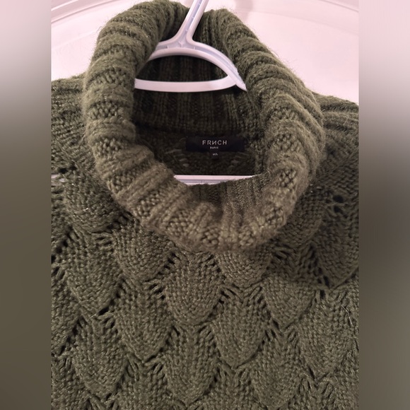 FRNCH Sweater Women's Size M/L Green Pullover Long Sleeve Mock Neck - Picture 2 of 2